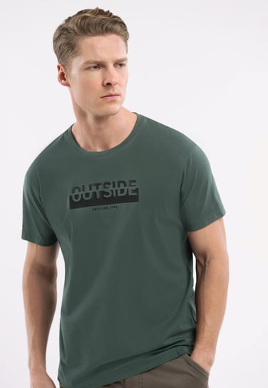 T-shirt z napisem T-OUTSIDE  S VOLCANO