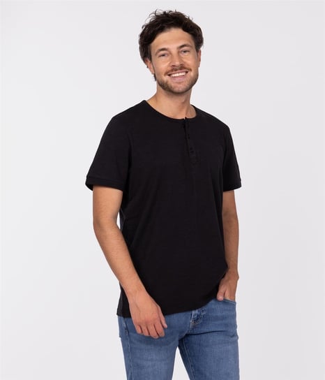 T-shirt z zapięciem pod szyją HENLEY2 4587 BLACK-XL Lee Cooper