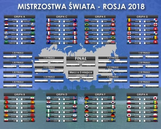Tabela Mistrzostw Świata Rosja 2018 - Plakat Nice Wall