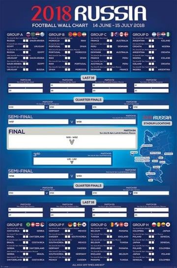 Tabela Mistrzostw Świata w Rosji 2018 - plakat 61x91,5 cm Pyramid Posters