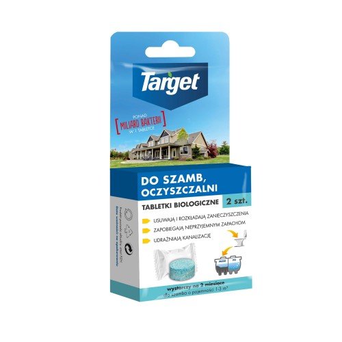 Tabletki biologiczne do szamb i oczyszczalni 2szt oczyszczają i udrażniają szambo Target
