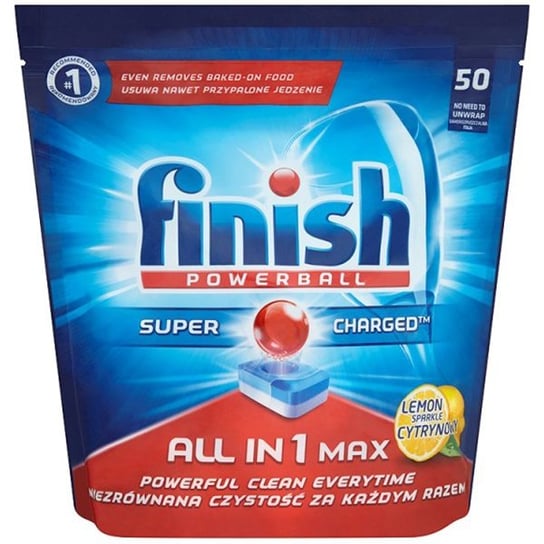 Tabletki do mycia naczyń w zmywarkach FINISH Lemon Powerball All in 1 Max Super Charged, 50 szt. FINISH