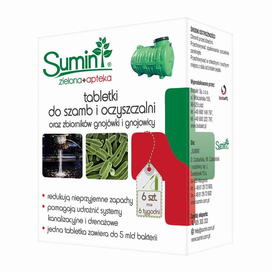 Tabletki Do Szamb i Oczyszczalni - Biopreparat Sumin - 6 szt. SUMIN