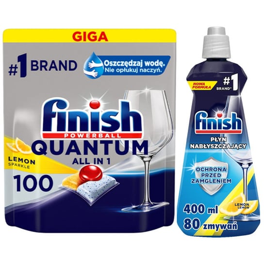 Tabletki do zmywarki Finish Quantum 100szt + Finish Nabłyszczacz 400 ml FINISH