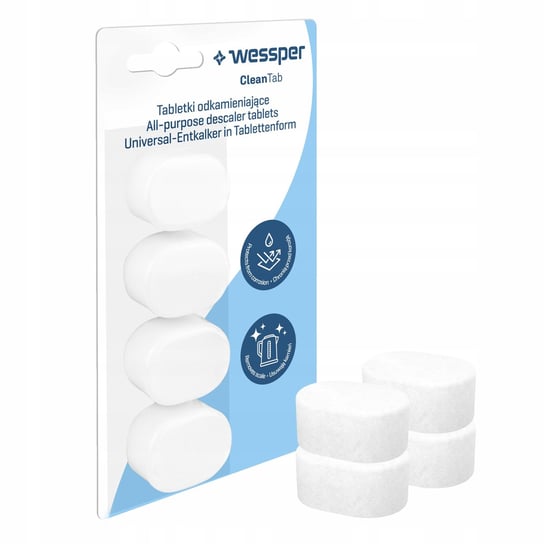Tabletki Odkamieniające Do Ekspresu Wessper Cleantab Jura/Bosch/Saeco/Krups, 4 Szt. Wessper