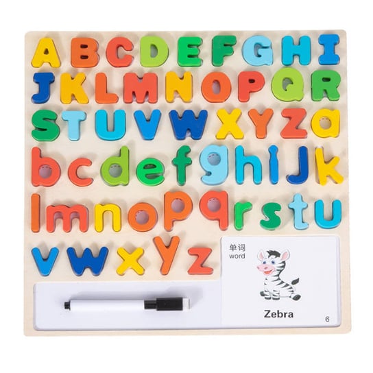 Tablica edukacyjna układanka puzzle alfabet pisak karty KinderSafe