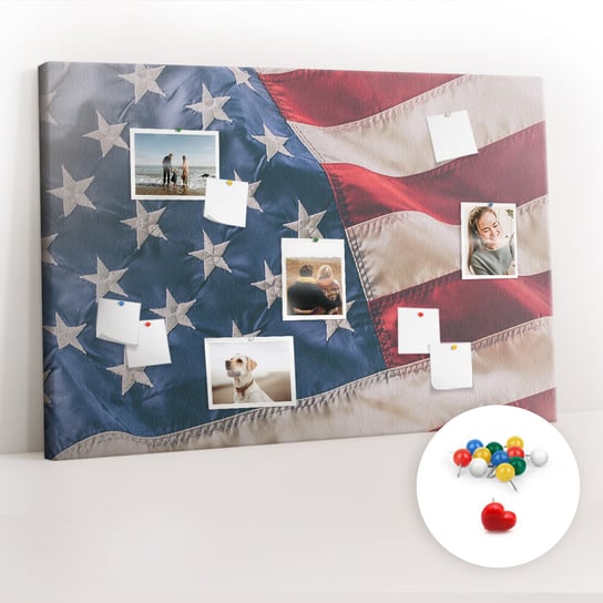 Tablica Korkowa 120x80 cm + Kolorowe Pinezki - Amerykańska flaga Coloray
