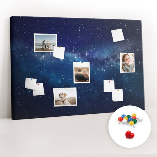 Tablica Korkowa 120x80 cm + Kolorowe Pinezki - Ciemne niebo gwiazdy Coloray