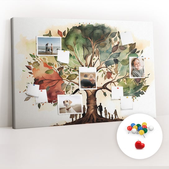 Tablica Korkowa 120x80 cm + Kolorowe Pinezki - Drzewo rodzinne Coloray