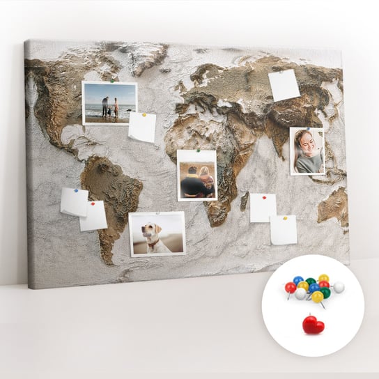 Tablica Korkowa 120x80 cm + Kolorowe Pinezki - Stara mapa świata Coloray