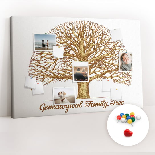 Tablica Korkowa 120x80 cm + Kolorowe Pinezki - Stare rodzinne drzewo Coloray