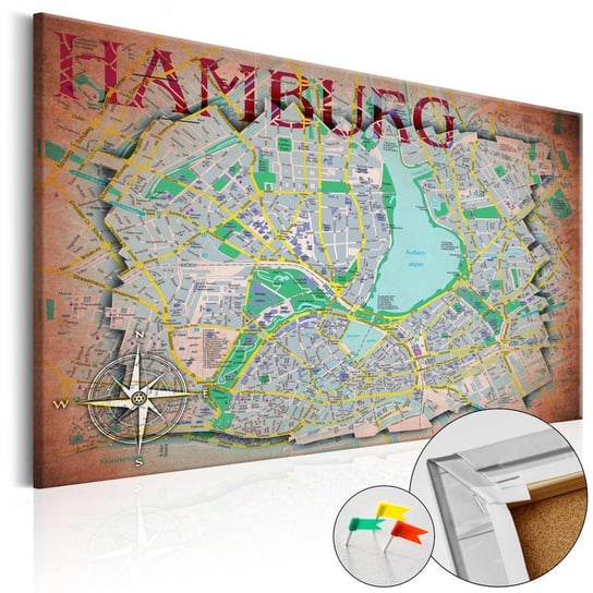 Tablica korkowa, Mapa Hamburga, 120x80 cm zakup.se