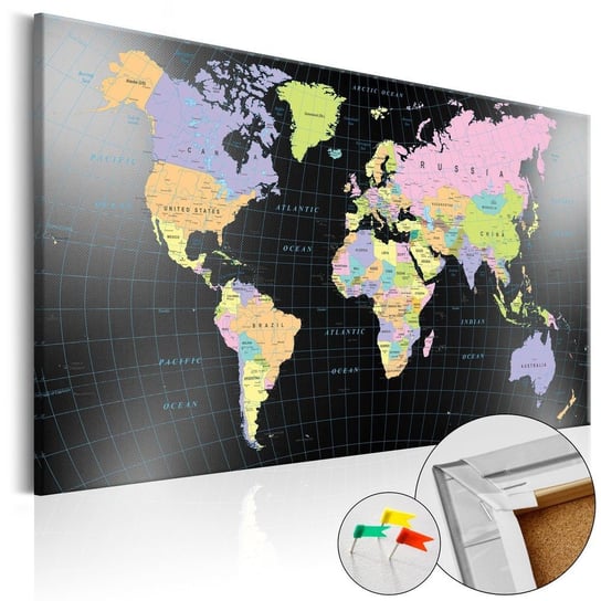 Tablica korkowa, Mapa świata, 90x60 cm zakup.se