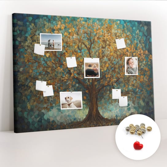 Tablica Korkowa XXL - 100x140 cm - Drzewo mozaikowe + Metaliczne Pinezki Coloray