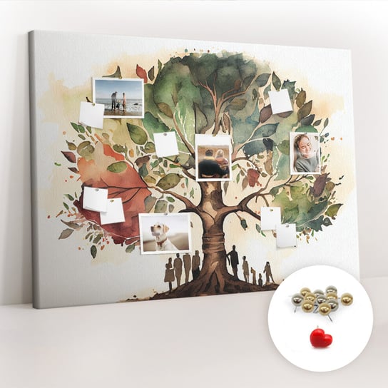 Tablica Korkowa XXL - 100x140 cm - Drzewo rodzinne + Metaliczne Pinezki Coloray
