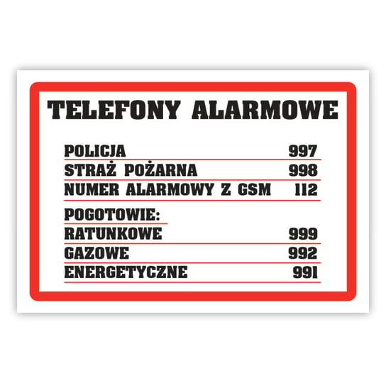 Tablica Laminowana A5 - Telefony Alarmowe - Inna Marka | Sklep EMPIK.COM