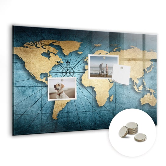 Tablica Magnetyczna do Biura, 60x40 cm + Magnesy, Mapa świata 3D Coloray