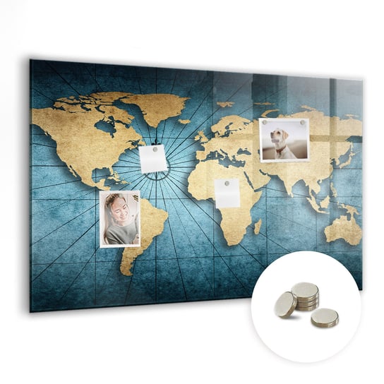 Tablica Magnetyczna do Biura - Mapa świata 3D - 90x60 cm Coloray