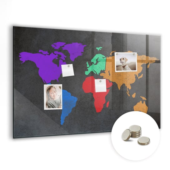 Tablica Magnetyczna do Biura - Mapa świata - 90x60 cm Coloray