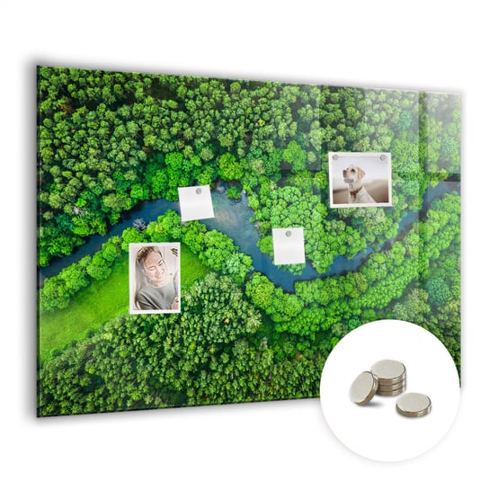Tablica Magnetyczna do Biura z Magnesami - 100x70 cm - WZÓR Rzeka w lesie Coloray