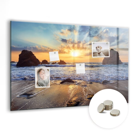 Tablica Magnetyczna Suchościeralna - Zachód słońca na plaży - 90x60 cm Coloray