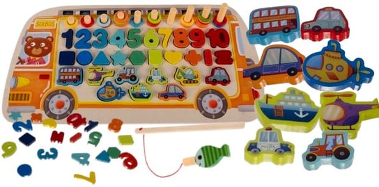 Tablica Manipulacyjna AUTOBUS Zabawka Montessori Rozwojowa Kreatywna autko PakaNiemowlaka