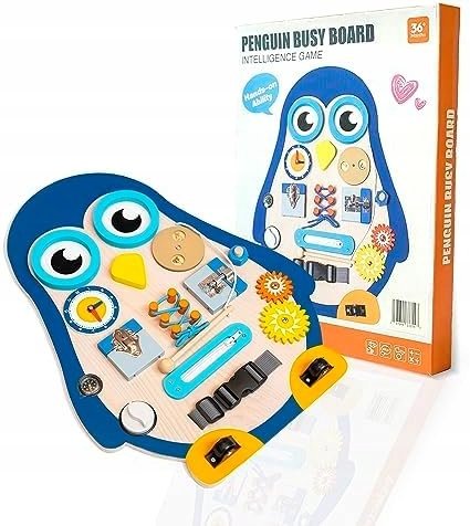 Tablica Manipulacyjna Sensoryczna Edukacyjna Montessori Pingwin Dla Dzieci Inna marka