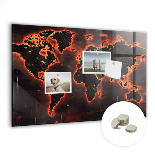 Tablica na Magnes, 60x40 cm + Magnesy, Mapa świata Coloray