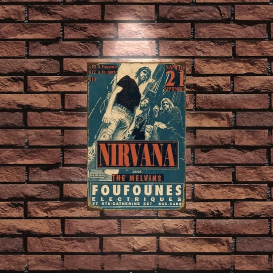 Tablica Ozdobna Blacha 20x30 cm Nirvana Poster Koncert Retro Vintage Inna marka