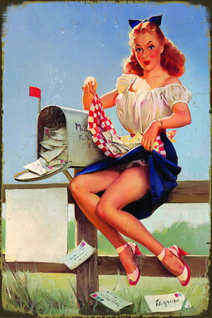 Tablica Ozdobna Blacha Girl And Mailbox Postbox Inna marka