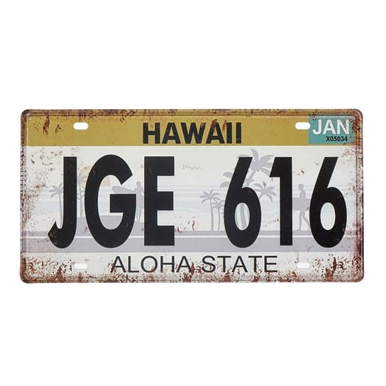 Tablica Rejestracyjna Z Usa Metalowa Hawaii 3 Rustykalne Uchwyt