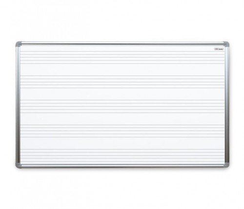 Tablica suchościeralna magnetyczna z nadrukiem 5-linii, biała, 170x100 cm Allboards