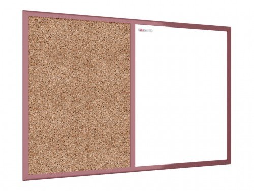 Tablica suchościeralno-magnetyczna korkowa Combi, różowa, 90x60 cm Allboards