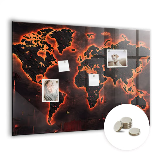 Tablica Szklana z Magnesami - 100x70 cm - WZÓR Mapa świata Coloray