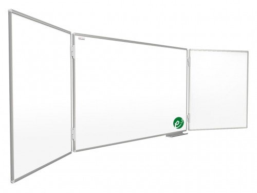 Tablica szkolna, suchościeralno-magnetyczna CERAMICZNA tryptyk, biała, 100x150-300 cm Allboards