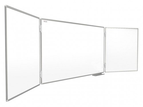 Tablica szkolna, suchościeralno-magnetyczna typu tryptyk, biała, 100x150-300 cm Allboards