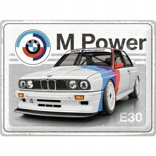Tablica szyld BMW E30 MPOWER MOTORSPORT blaszany plakat 30x40 Inna marka