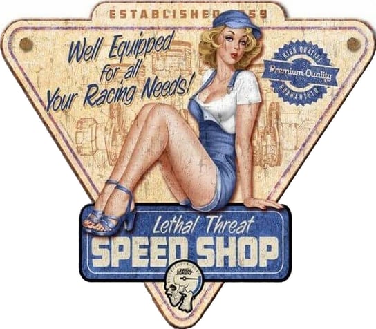 Tablica Tabliczka Blacha Ozdobna Garage Speed Car Shop Girl Vintage Inna marka