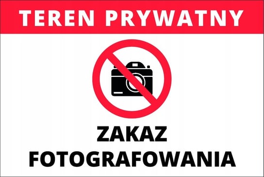 Tablica, Zakaz Fotografowania, 20x30 cm, PCV5 e-druk