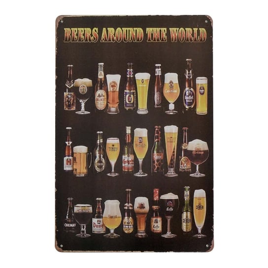 Tabliczka Dekoracyjna Metalowa Beers Around Of The World Rustykalne Uchwyt