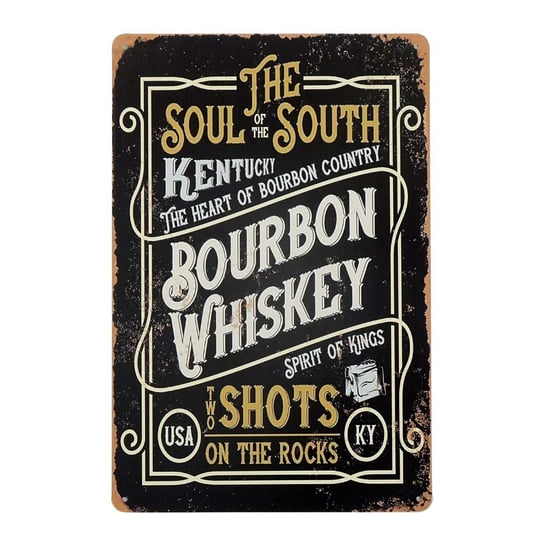 Tabliczka Dekoracyjna Metalowa Bourbon Whiskey Rustykalne Uchwyt