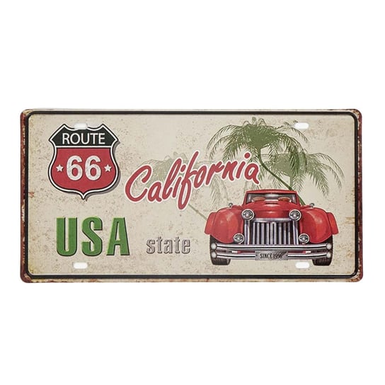 Tabliczka Dekoracyjna Metalowa California 66 Route Rustykalne Uchwyt