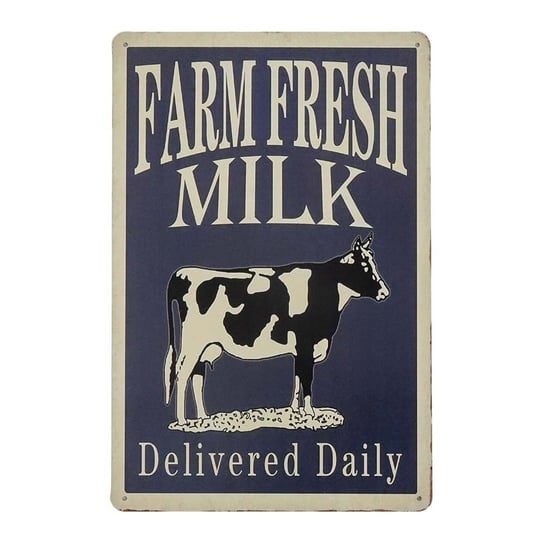 Tabliczka Dekoracyjna Metalowa Farm Fresh Milk Rustykalne Uchwyt