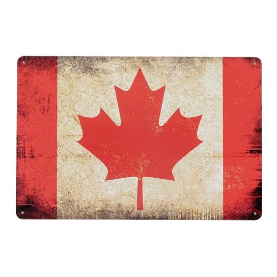Tabliczka Dekoracyjna Metalowa Flaga Kanady Rustykalne Uchwyt