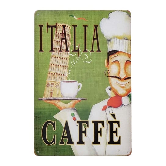 Tabliczka Dekoracyjna Metalowa Italia Caffe Rustykalne Uchwyt