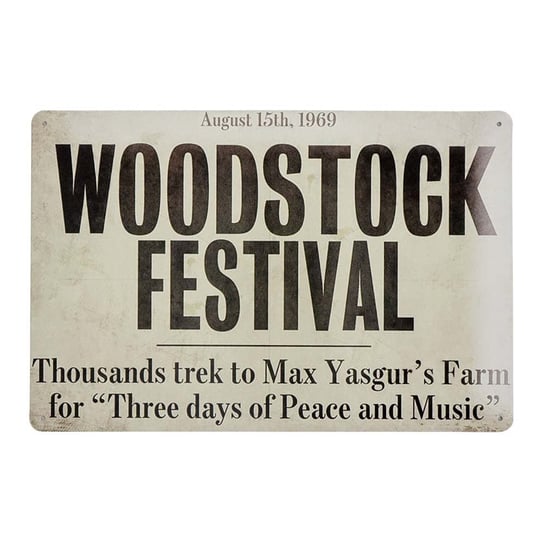 Tabliczka Dekoracyjna Metalowa Woodstock Festival Rustykalne Uchwyt