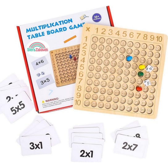 TABLICZKA MNOŻENIA gra planszowa NAUKA LICZENIA Logiczna Montessori 2 W 1 Sferazabawek