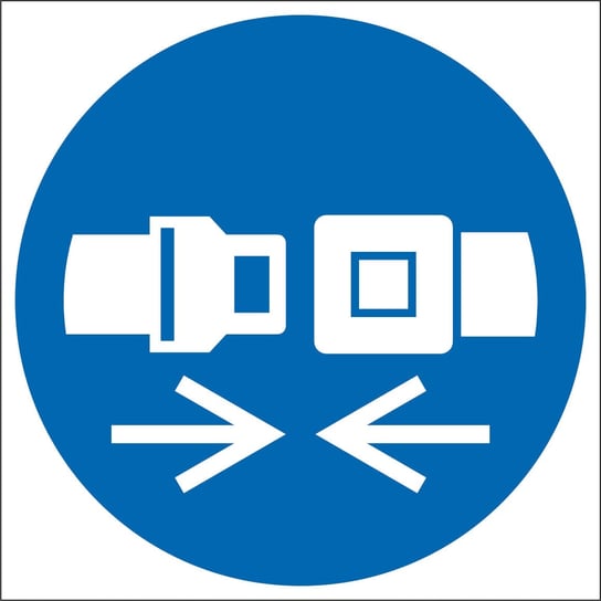 Tabliczka NAKAZ STOSOWANIA PASÓW BEZPIECZEŃSTWA 10x10cm PCV1mm bez marki