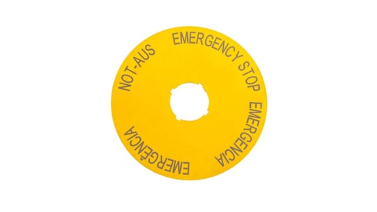 Tabliczka opisowa żółta okrągła EMERGENCY STOP (4 języki) M22-XAK2 216466 Eaton