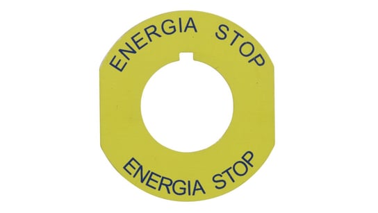 Tabliczka opisowa żółta okrągła fi42 ENERGIA STOP ST22-4509P02 SPAMEL